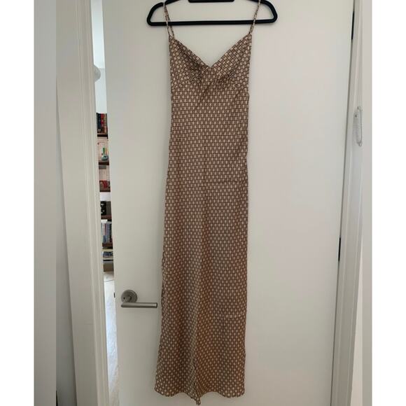 $215 DISSH Lou Swirl Gold Print Satin Maxi Dress - US 12 - Picture 7 of 9